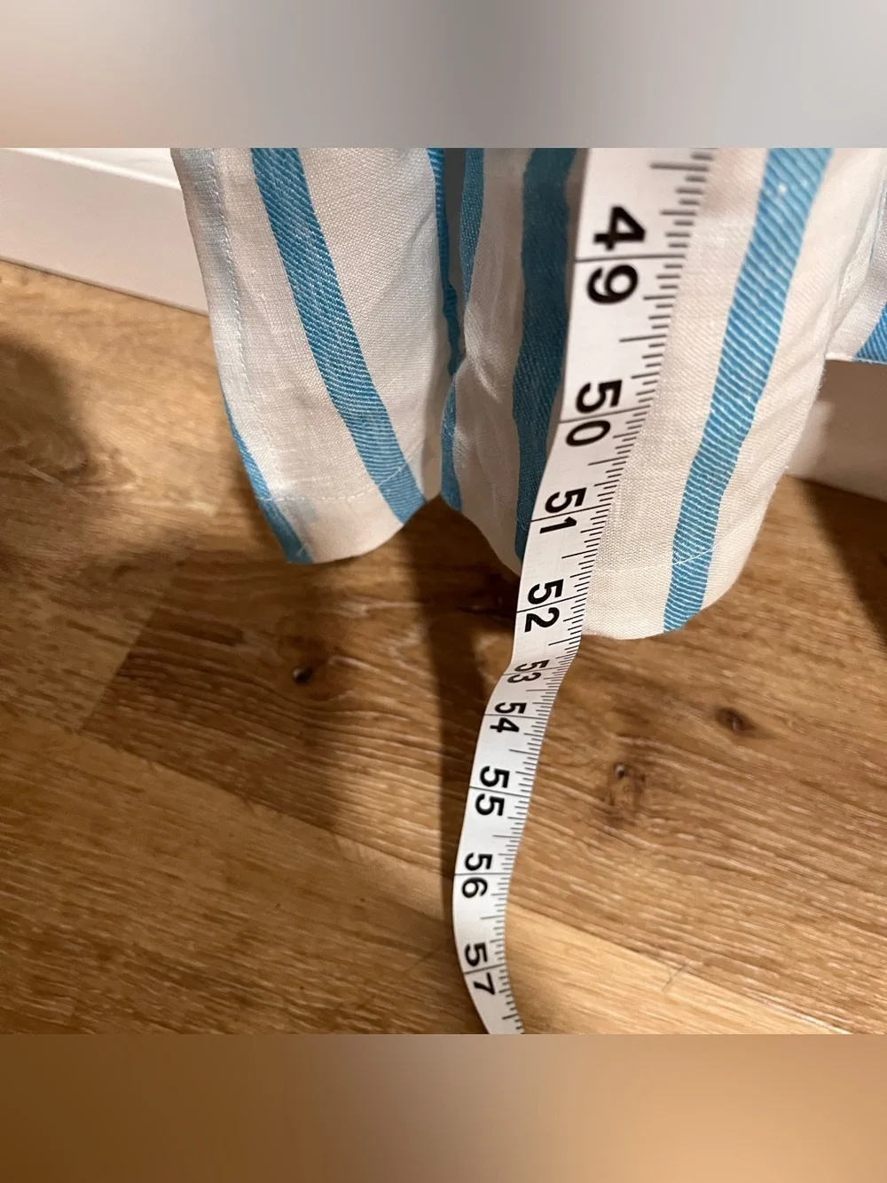 Finley Smithy Sash Waist Linen Shirtdress stripped blue & white linen dress  S - Picture 6 of 10